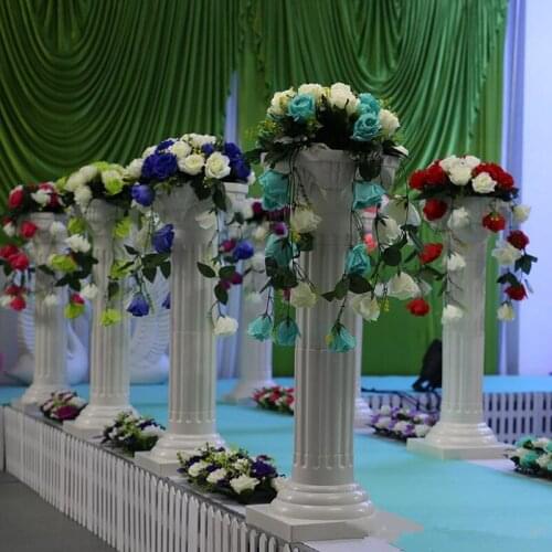 New Arrival Upscal Roman Column+Artificial Rose Flower Bouquet Sets Road Lead Pillar For Wedding Decoarion Free Shipping