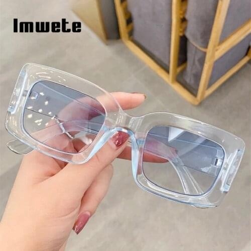 Imwete 2021 Rectangle Sunglasses Women Men Vintage Brand Designer Square Big frame Sun Glasses Shades Female UV400 Outdoors