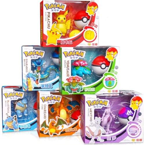 Genuine Pokemon Toy Set Toy Pocket Monster Pikachu Charmander Mewtwo Lunala Scroll Action Figure Anime Model Childrens Toys