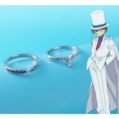 Anime Detective-Conan Kid The Phantom Thief A Pair 925 Sterling Silver Rings Men Jewelry Cosplay Props Boyfriend Birthday Gifts
