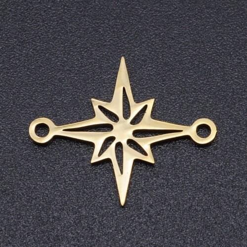 5pcs/lot 100% Stainless Steel David Star Connector Charms Wholesale Never Tarnish Accept OEM Order