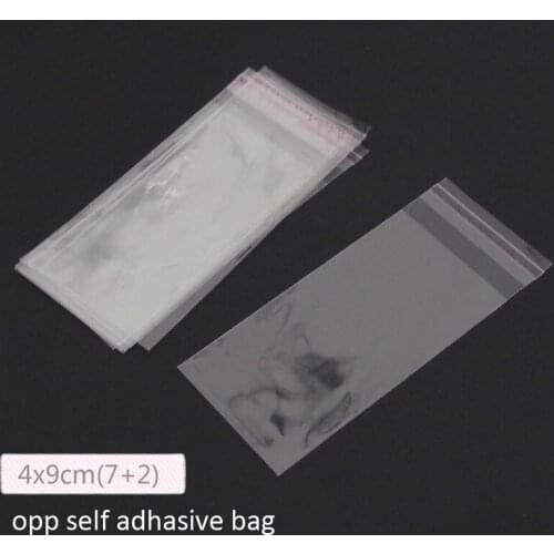 2000pcs/lot Clear Resealable Bopp/poly/ Cellophane Bags 4x9cm(7+2) Transparent Opp Self Adhesive Plastic Cosmetic Packaging Bag