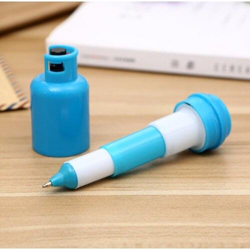 50PCS Korea New Style Students Learning Creative Gas Cylinder Telescopic Ballpoint Pen Can Stand Desktop Pen Stationery
