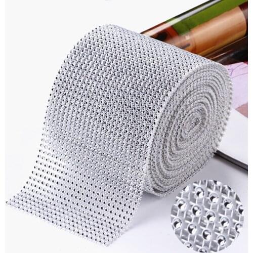 12cm*91.5cm Diamond Mesh Roll Acrylic Ribbons Crystal Tulle Bling Bridal Party Birthday Wedding DIY Decoration Bouquet Cake Wrap