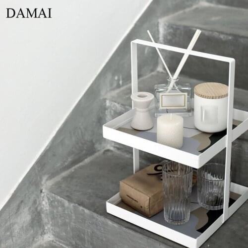 Nordic Modern Shelf Organizer White Iron Frame Desktop Storage Cosmetic Display Shelves Single Layer Cake Stand Home Decoration