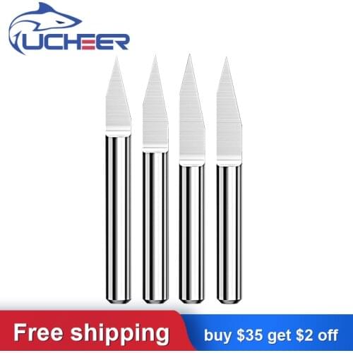 UCHEER 10pcs 3.175mm CNC engraving V bits Tip0.1-0.8 10°-60° carbide Material tools end mill cutter