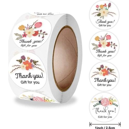 Thank You gift for you Stickers Round Flower Seal Labels Gift Packaging Stickers Wedding/Birthday Party Decor Stationery Sticker