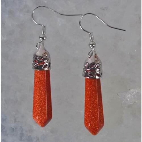 Golden Sandstone Beads Dangle Earrings Women Jewelry For Woman Gift T125