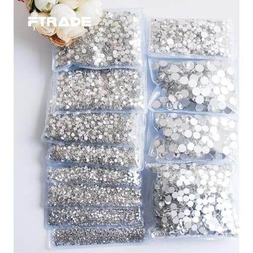 All Sizes SS3-SS40 Clear Crystal FlatBack Glass Nails Art Rhinestones Sewing Fabric Garment Non Hotfix Stones For DIY Decoration