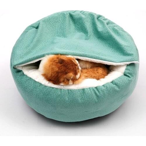Four Seasons Solid Color Shell Shape Plush Pet Bed House Washable Warm Sofa Sleeping Cats Dogs Breathable Cushion Pet Products