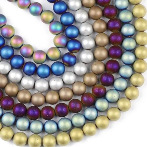 YHBZRET Matte Plating color Hematite Natural Stone 2/3/4/6/8/10mm Round Loose beads Jewelry bracelets Making DIY Accessories