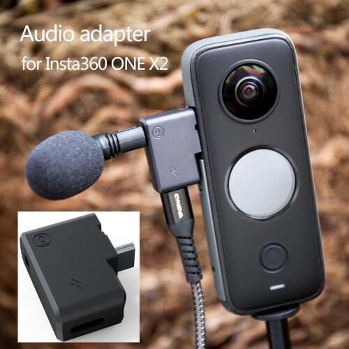 Charging Microphone Audio Adapter for Insta360 ONE X2 Panoramic Camera Connector Data Transmission Portable Mini Accessories