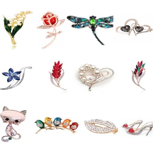 White Floral Leaf Brooch Trendy Alloy Enamel Lily Valley Gold Color Brooch Pin High Quality Jewelry For Women