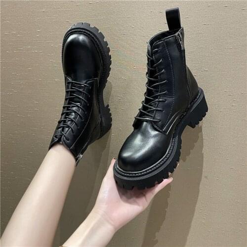 COOTELILI Women Boots Round Toe Womens Boots Casual Shoes 2021 Fashion Zip Woman Boots Mid Heel Botas Femininas