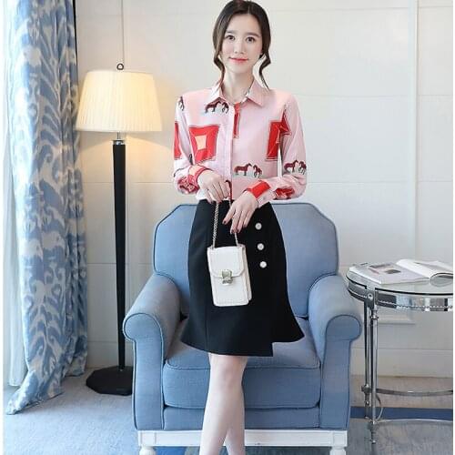 Womens Tops and Blouses Blusa Feminina Turn-down Collar Long Sleeve Printed Fashion Woman Blouses 2020