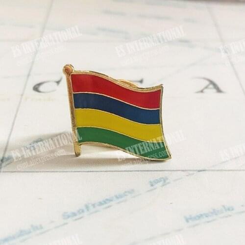 Mauritius National Flag Lapel Pins Crystal Epoxy Metal Enamel Badge Paint Brooch Souvenir Suit personality Commemorative