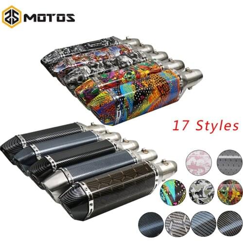 ZS MOTOS 17 Styles Colourful Universal Motorcycle Exhaust Muffler Pipe Muffler Exhaust Escape Moto For Ak Scooter Muffler
