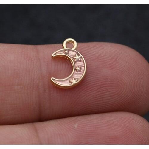 10PCS Gold Color Enamel Moon Charms Pendants for Jewelry Making Bracelet Necklace Accessories DIY Earrings Handmade Craft