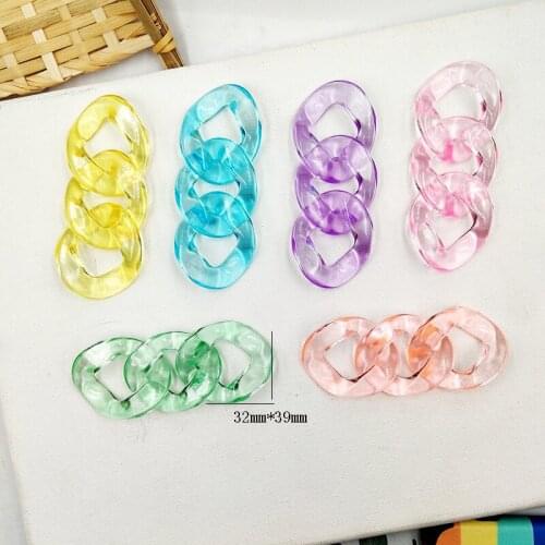 100pieces 32*39mm diy acrylic transparent open ring connector link chain.for woman earring hairpin jewelry making accessories