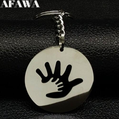 2021 Fashion Family Hand Stainless Steel Car Key Chain for Women Silver Color Keychain Jewelry Gift madre llaveros 7350B