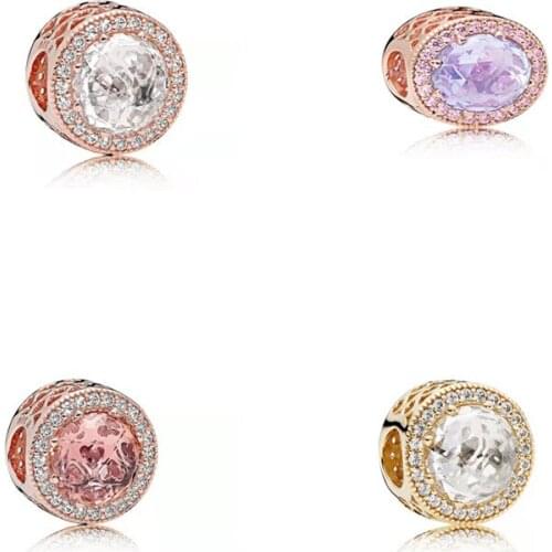 2021 new fashion ladies jewelry shining heart handmade custom beads suitable for original Pandora 925 sterling silver bracelet D