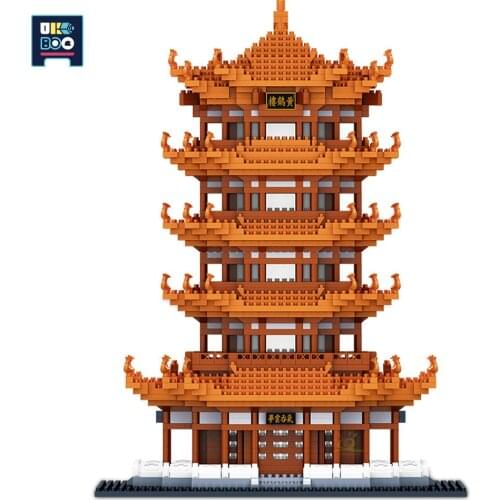 4032pcs Yellow Crane Tower Constructor Micro Building Blocks 3D Model City Street View Mini Diamond Bricks Childrens toys