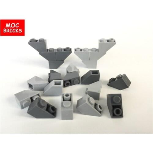 50pcs/lot MOC Bricks Light gray & Dark gray Inverted Slope Bricks 2X1 fit with 3665 Building Blocks Action Figure children gifts