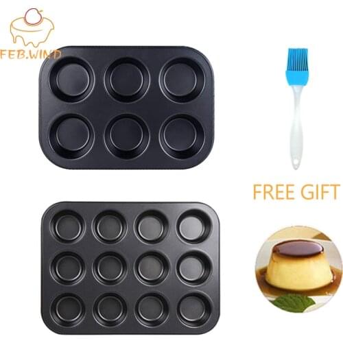 6/12 Cups Square Cupcake Pan Muffin Tray Cupcake Mold Muffin Pan Carbon Steel Baking Pan Non Stick Bakeware 657
