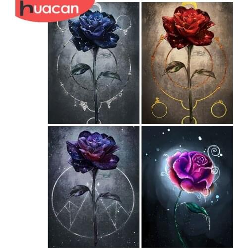 HUACAN Diamond Painting 5d Diy Rose Flower Diamond Embroidery Mosaic Fantasy Floral Cross Stitch Decor Home