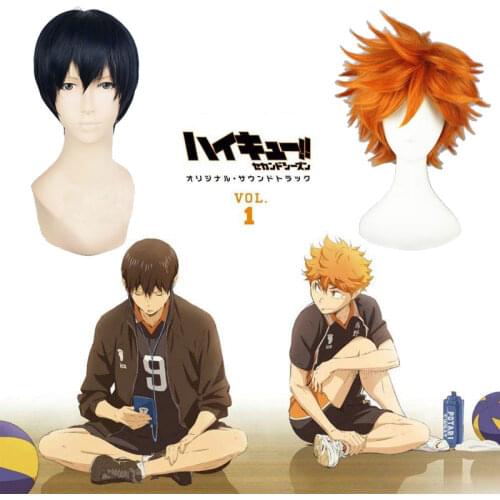 Anime Haikyuu!! To The Top Tobio Kageyama Cosplay Wig Short Black Wig Hinata Shouyouyou yellow hair Volleyball Star Orange Wig