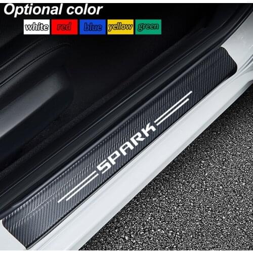 Car Accessories Door Sill Scuff Plate Guards Carbon Fiber Protector Stickers For Chevrolet Spark Colorado Cruze Trax Car Styling