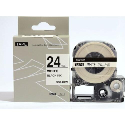 Free shipping compatible kingjim tape 24mm black on white SS24KW label tape for both tepra and labelworks printer