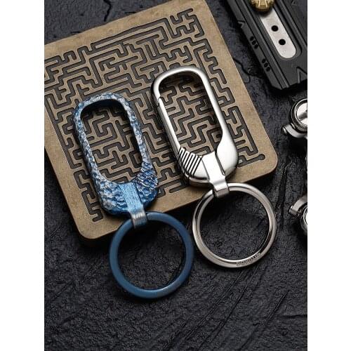 High-grade Burnt Blue Crater Handmade Titanium Alloy Keychain Men And Women Simple Luxury Car Key Chain Strong Durable