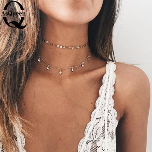 New Fashion Round Bead Chain With Star Necklace Set Women Girl Jewelry