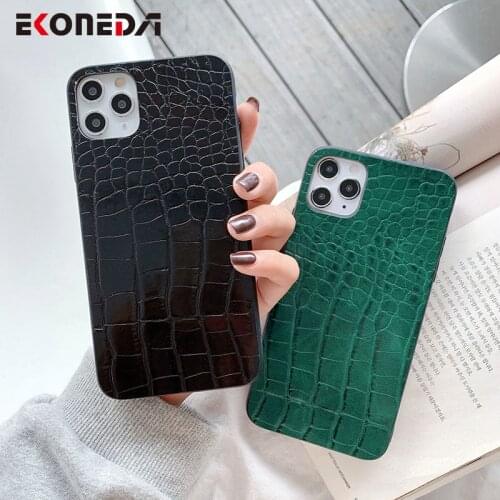 EKONEDA PU Leather Crocodile Pattern Texture Case For iPhone 11 12 Pro XS Max X XR 6S 7 8 Plus SE 2020 Shell Back Cover