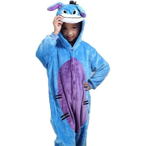 Child Donkey Kigurumi Costume Onesie Cartoon Pajamas Fanny Warm Carnival Animal Cosplay for Girl Suit Jumpsuit Set Boy With Shoe
