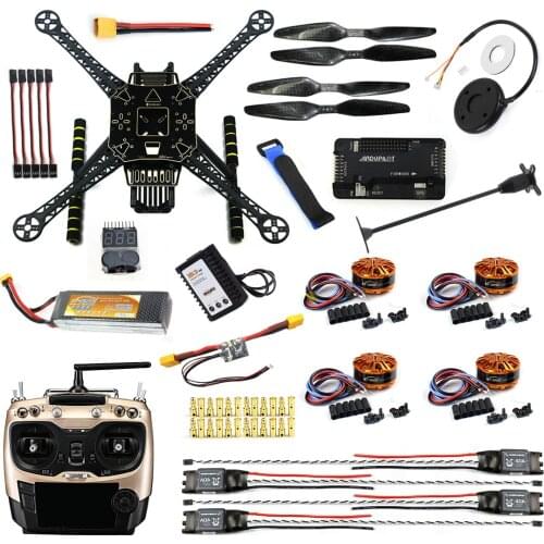 DIY FPV Drone W/ AT9S TX RX S600 4-axle Quadcopter APM 2.8 Flight Control GPS 7M 40A ESC 700kv Motor 4400MAH Battery