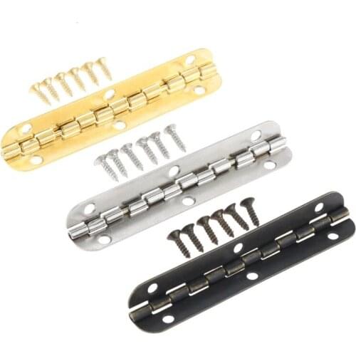 2Pcs 65*15mm Cabinet Door Luggage Hinges 6 Holes Jewelry Wood Boxes Hinge Furniture Decoration W/Screws Gold/Silver/Bronze