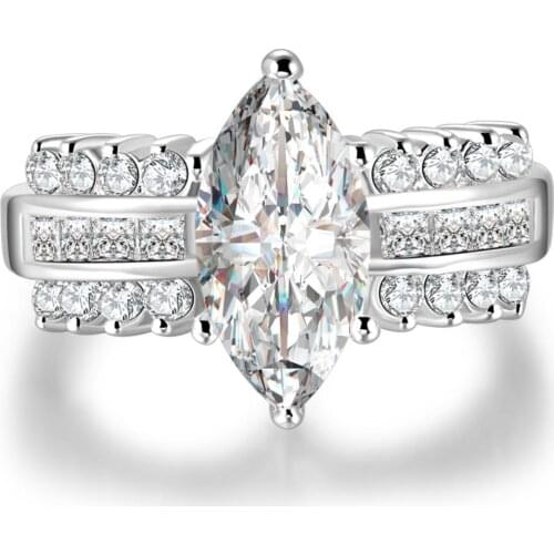 Hainon New Fashion Silver Color Wedding Rings for Lady Jewelry Micro Paved Luxury Oval Zircon Wedding Engagement Ring Gifts