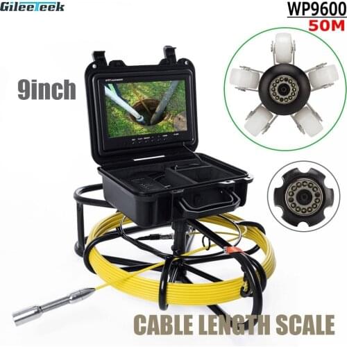 WP9600 50m 164FT Cable 9 inch display Live sewer inspection system Endoscope Waterproof Inspection Pipe Camera for pipe
