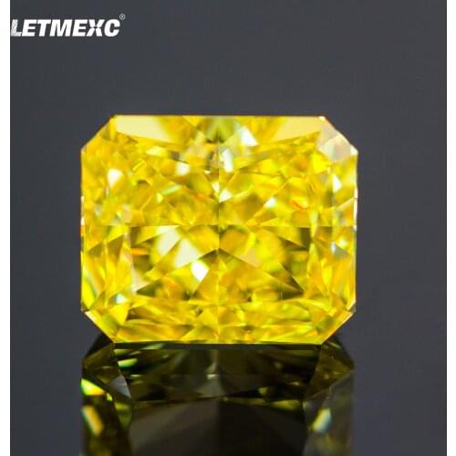 Letmexc Golden Yellow High Carbon Diamond Lab Zircon Cubic Zirconia CZ Octagon Crushed Ice Cut 4K Cutting 5A+ Quality