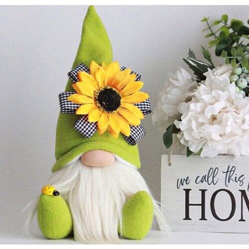Cute Bee Gnome Doll Sunflower Plush Doll Spring Gnomes Holiday Home Decoration Bumble Faceless Doll Ornament