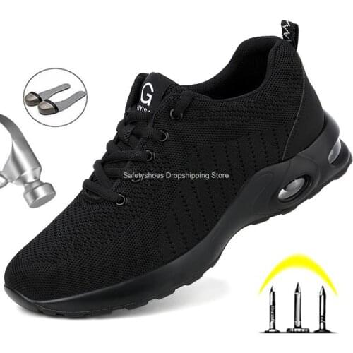Men Safety Shoes Air Cushion Work Sneakers Anti-puncture Working Shoes Male Steel Toe Protective Footwear Labor Security Boots