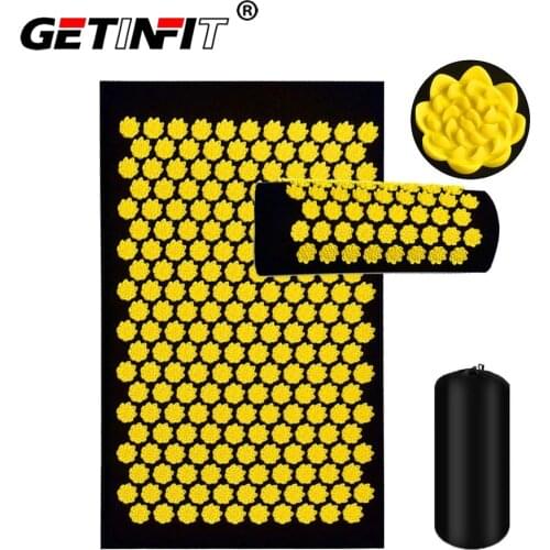 Getinfit Lotus Acupuncture Massager Mat Set Relieve Stress Back Pain Acupressure Mat Back Massage Shiatsu Mat Massage Yoga Mat