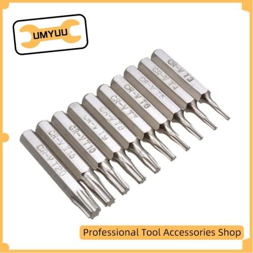 UMYUU 10PCS CR-V Torx Screwdriver Bits Set T3 T4 T5 T6 T7 T8 T9 T10 T15 T20 Mobile Repair Bit Plum Blossoms Repairing Head