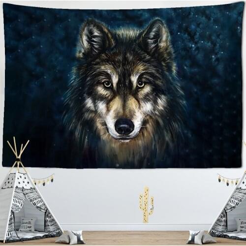 Wolfs Gaze Holy Animals Tapestry Tribal Animal Decoration Wall Hanging Wall Tapestry Home Decor Textile
