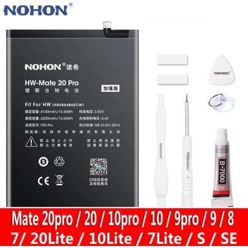 NOHON Battery For Huawei Mate 20 10 9 Pro 7 8 Lite S SE P 30 20Pro Honor V10 7X 6 Plus HB486486ECW Lithium Replacement Bateria
