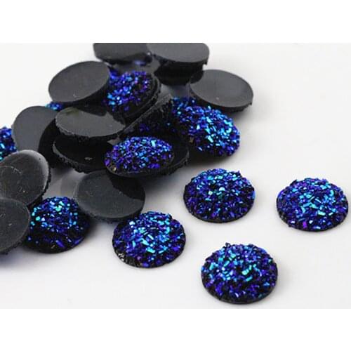 New Fashion 40pcs 14mm Black AB Color Flat back Resin Cabochons Cameo G4-12