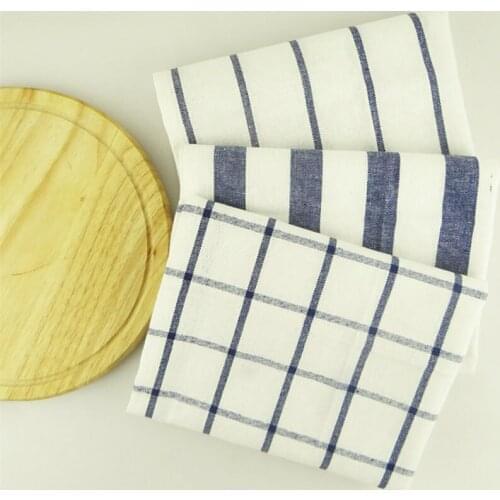 New 1Pcs Brief Pastroal Table Napkins Tea Towels Blue Striped Cotton Plaid Mats Placemats Kitchen Background Tablecloth