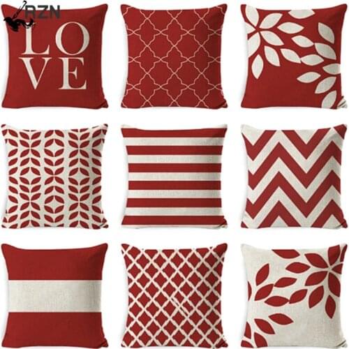 New Geometry Cushion Cover Home Decor Pillow Cover Red Geometric Pillowcase Decorative Pillows For Sofa Seat Home Decor 45x45cm